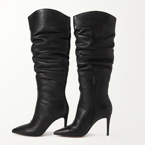 Vince Camuto Black Scrunched Textured Heeled Boots 3 1/2” heel - Picture 2 of 7